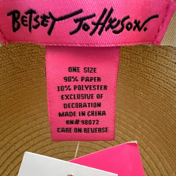 Betsey Johnson Flamingo Woven Floppy Sun Hat NWT Coastal Beachy Resort Tropical main image 2